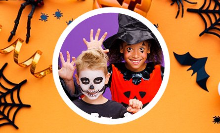 Two children dressed up in costumes